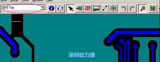 如果圖形像下圖一樣無法顯示鉆孔，只須圖（186）將紅色圈住的活動(dòng)層改為當(dāng)前顯示層即可。
