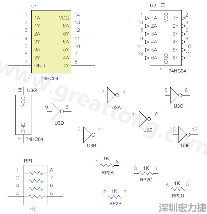 圖1 半導(dǎo)體元件供應(yīng)商所畫的電路圖符號(hào)是模擬元件的接腳圖，而非訊號(hào)流程。