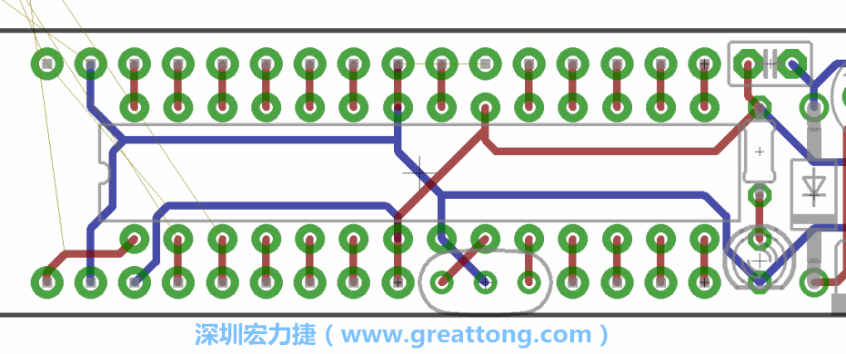 如果可以的話盡量讓接地線保持在電路板的背面，這樣它們就可以在可能范圍內(nèi)和最大的接地面連結(jié)在一起。