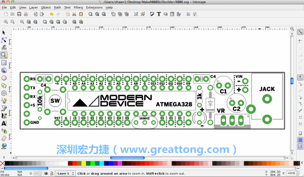 既然你有一個(gè)以電路板為背景的清晰影像了，使用向量工具將要絲印的圖像畫(huà)在上面吧，下面有一個(gè)例子。