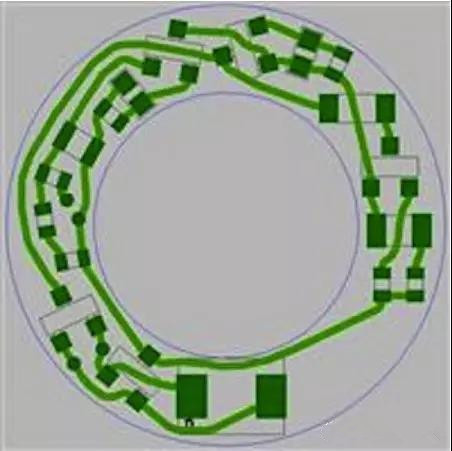 圖6：PCB布線(xiàn)例子：(a)拓?fù)涫阶詣?dòng)布線(xiàn)器(完成了100%導(dǎo)線(xiàn)的布線(xiàn))；